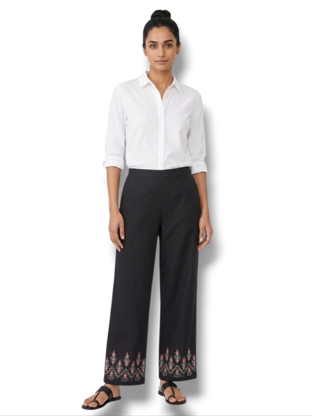 Global desi women's black palazzo pants - large